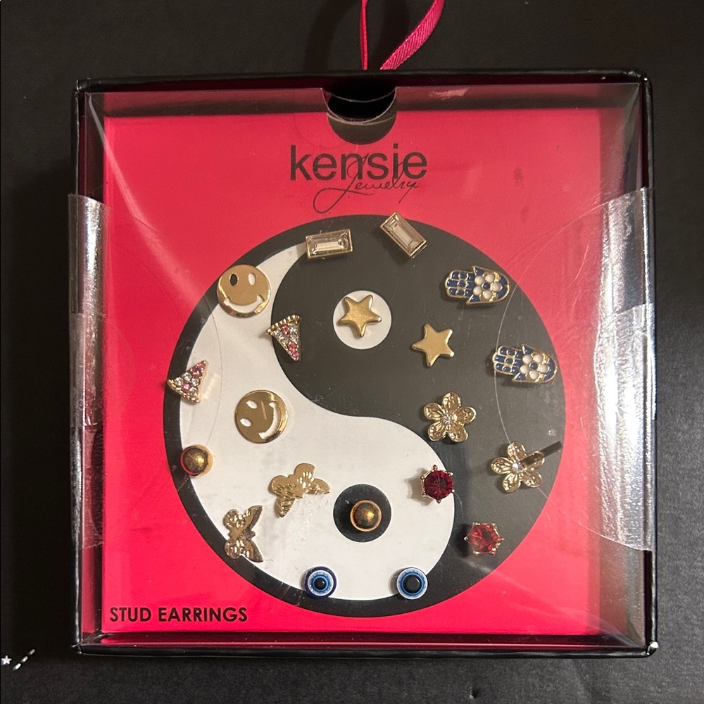 Kensie Gold and Red Stud Earrings Collection